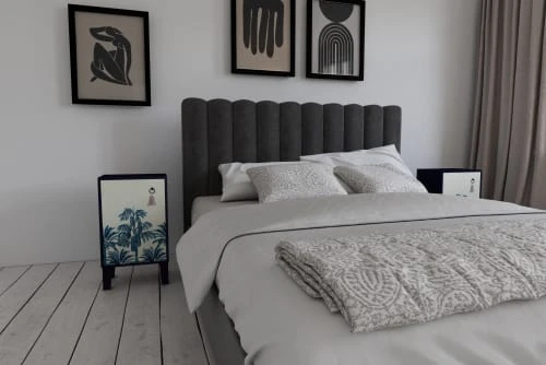 RNT By Really Nice Things Tables De Chevet Table De Chevet En Pin Massif Avec Imprimé Palmiers Vintage 4 RNT By Really Nice Things Tables De Chevet Table De Chevet En Pin Massif Avec Imprimé Palmiers Vintage – Image 2