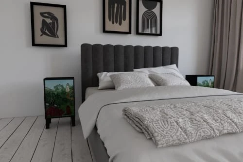 RNT By Really Nice Things Tables De Chevet Table De Chevet En Pin Massif Avec Imprimé Sauvage 4 RNT By Really Nice Things Tables De Chevet Table De Chevet En Pin Massif Avec Imprimé Sauvage – Image 2