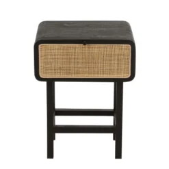 Meubles & Design Tables De Chevet Table De Chevet En Rotin Et Bois Noir -Tables De Chevet Soldes table de chevet en rotin et bois noir 1