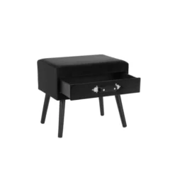 Beliani Tables De Chevet Table De Chevet En Velours Noir -Tables De Chevet Soldes table de chevet en velours noir 3