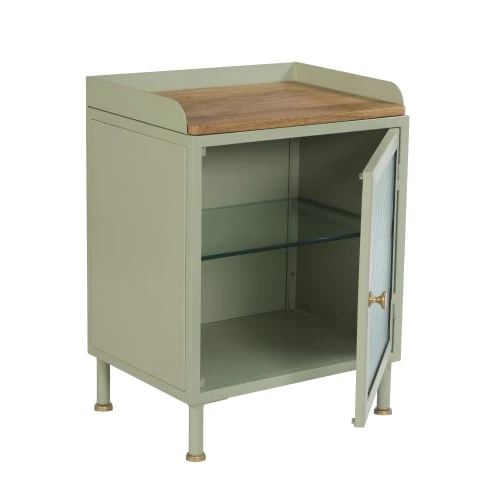 Rendez Vous Déco Tables De Chevet Table De Chevet En Verre, Métal Et Bois 1 Porte 4 Rendez Vous Déco Tables De Chevet Table De Chevet En Verre, Métal Et Bois 1 Porte – Image 2