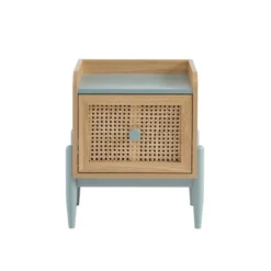 Baita Tables De Chevet Table De Chevet Enfant Bleu Et Cannage Rotin 1 Tiroir