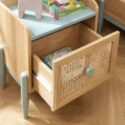 Baita Tables De Chevet Table De Chevet Enfant Bleu Et Cannage Rotin 1 Tiroir -Tables De Chevet Soldes table de chevet enfant bleu et cannage rotin 1 tiroir 4