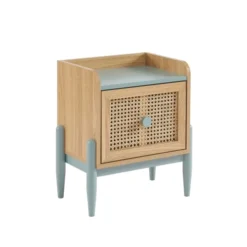 Baita Tables De Chevet Table De Chevet Enfant Bleu Et Cannage Rotin 1 Tiroir -Tables De Chevet Soldes table de chevet enfant bleu et cannage rotin 1 tiroir 5