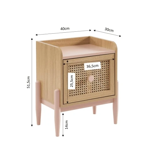 Baita Tables De Chevet Table De Chevet Enfant Rose Et Cannage Rotin 1 Tiroir 5 Baita Tables De Chevet Table De Chevet Enfant Rose Et Cannage Rotin 1 Tiroir – Image 3