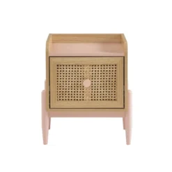 Baita Tables De Chevet Table De Chevet Enfant Rose Et Cannage Rotin 1 Tiroir