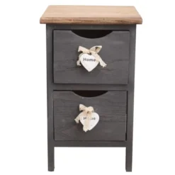 Mobili Rebecca Tables De Chevet Table De Chevet étroit Avec 2 Tiroirs En Bois Brun Et Gris