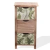 Mobili Rebecca Tables De Chevet Table De Chevet Florale 3 Tiroirs En Bois Marron Et Vert -Tables De Chevet Soldes table de chevet florale 3 tiroirs en bois marron et vert
