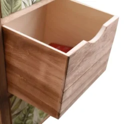 Mobili Rebecca Tables De Chevet Table De Chevet Florale 3 Tiroirs En Bois Marron Et Vert -Tables De Chevet Soldes table de chevet florale 3 tiroirs en bois marron et vert 5