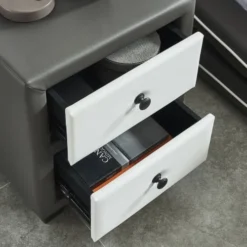 Baita Tables De Chevet Table De Chevet Gris Et Blanc L46cm -Tables De Chevet Soldes table de chevet gris et blanc l46cm 4