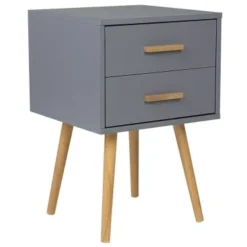 Beliani Tables De Chevet Table De Chevet Grise 40 Cm