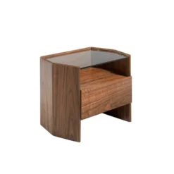 Angel Cerda Tables De Chevet Table De Chevet Hexagonale Placage Noyer Avec Un Tiroir Frontal
