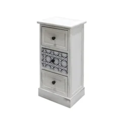 Mobili Rebecca Tables De Chevet Table De Chevet Majolique Avec 3 Tiroirs En Bois Blanc 10 Mobili Rebecca Tables De Chevet Table De Chevet Majolique Avec 3 Tiroirs En Bois Blanc -Tables De Chevet Soldes table de chevet majolique avec 3 tiroirs en bois blanc 2