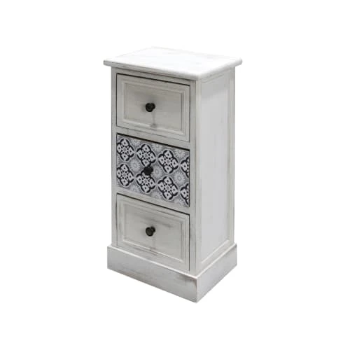 Mobili Rebecca Tables De Chevet Table De Chevet Majolique Avec 3 Tiroirs En Bois Blanc 5 Mobili Rebecca Tables De Chevet Table De Chevet Majolique Avec 3 Tiroirs En Bois Blanc – Image 3