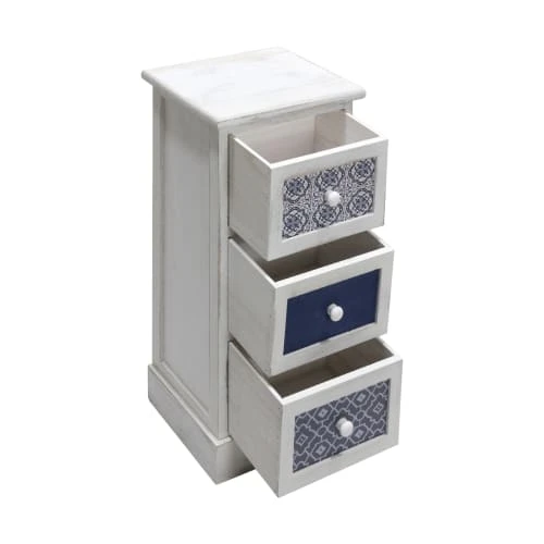 Mobili Rebecca Tables De Chevet Table De Chevet Majolique Avec 3 Tiroirs En Bois Bleu Et Blanc 6 Mobili Rebecca Tables De Chevet Table De Chevet Majolique Avec 3 Tiroirs En Bois Bleu Et Blanc – Image 4