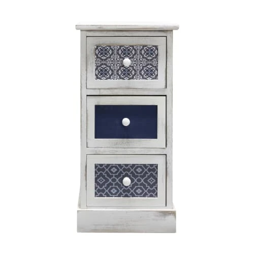 Mobili Rebecca Tables De Chevet Table De Chevet Majolique Avec 3 Tiroirs En Bois Bleu Et Blanc 3 Mobili Rebecca Tables De Chevet Table De Chevet Majolique Avec 3 Tiroirs En Bois Bleu Et Blanc