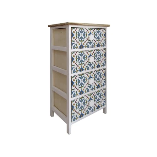 Mobili Rebecca Tables De Chevet Table De Chevet Majolique Avec 3 Tiroirs En Bois Brun Et Bleu Et Blanc 6 Mobili Rebecca Tables De Chevet Table De Chevet Majolique Avec 3 Tiroirs En Bois Brun Et Bleu Et Blanc – Image 4