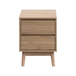 Mobili Rebecca Tables De Chevet Table De Chevet Naturel Avec 2 Tiroirs Effet Bois Marron Clair