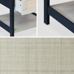 Alice's Garden Tables De Chevet Table De Chevet Noir Et Cannage 40 X 40 X 48cm -Tables De Chevet Soldes table de chevet noir et cannage 40 x 40 x 48cm 5