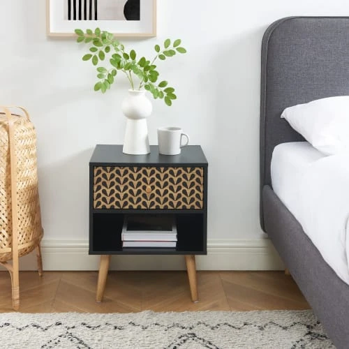 Baita Tables De Chevet Table De Chevet Noir Et Effet Bois 1 Tiroir 8 Baita Tables De Chevet Table De Chevet Noir Et Effet Bois 1 Tiroir – Image 6