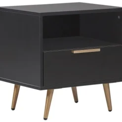 Beliani Tables De Chevet Table De Chevet Noire Et Dorée 50 X 40 Cm