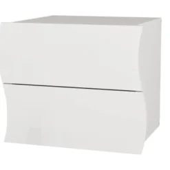 Dmora Tables De Chevet Table De Chevet Ondulée Effet Bois Blanc Brillant