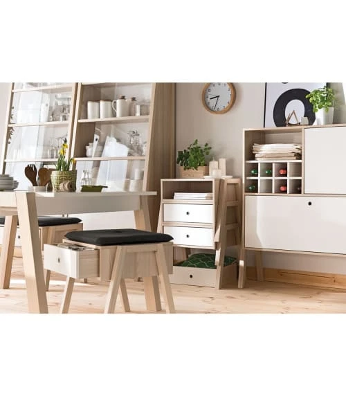 Calicosy Tables De Chevet Good Is Beautiful Table De Chevet Ou Tabouret 1 Tiroir - Blanc Et Beige 4 Calicosy Tables De Chevet Good Is Beautiful Table De Chevet Ou Tabouret 1 Tiroir - Blanc Et Beige – Image 2