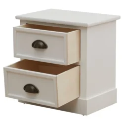 Mobili Rebecca Tables De Chevet Table De Chevet Rectangulaire Avec 2 Tiroirs En MDF Blanc -Tables De Chevet Soldes table de chevet rectangulaire avec 2 tiroirs en mdf blanc 1