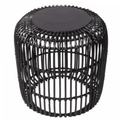 HYDILE Tables De Chevet Table De Chevet Ronde En Rotin Et En Teck