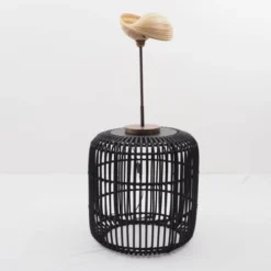 HYDILE Tables De Chevet Table De Chevet Ronde En Rotin Et En Teck -Tables De Chevet Soldes table de chevet ronde en rotin et en teck 3