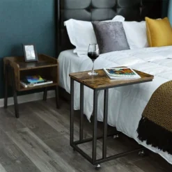 RED DECO Tables De Chevet Table De Chevet Roulante Médium MDF Marron H60CM -Tables De Chevet Soldes table de chevet roulante medium mdf marron h60cm 2