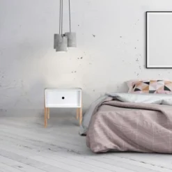 The Home Deco Factory Tables De Chevet Table De Chevet Scandi L. 44 X H. 45 Cm Blanc -Tables De Chevet Soldes table de chevet scandi l 44 x h 45 cm blanc 3