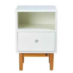 Meubles & Design Tables De Chevet Table De Chevet Scandinave Avec Tiroir Et Niche Beige