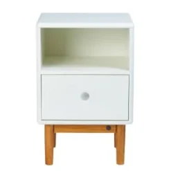 Meubles & Design Tables De Chevet Table De Chevet Scandinave Avec Tiroir Et Niche Gris Foncé -Tables De Chevet Soldes table de chevet scandinave avec tiroir et niche beige 8