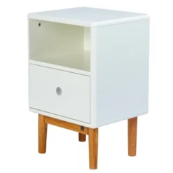 Meubles & Design Tables De Chevet Table De Chevet Scandinave Avec Tiroir Et Niche Blanc -Tables De Chevet Soldes table de chevet scandinave avec tiroir et niche blanc 2