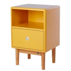 Meubles & Design Tables De Chevet Table De Chevet Scandinave Avec Tiroir Et Niche Moutarde -Tables De Chevet Soldes table de chevet scandinave avec tiroir et niche moutarde 2