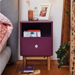 Meubles & Design Tables De Chevet Table De Chevet Scandinave Avec Tiroir Et Niche Rose -Tables De Chevet Soldes table de chevet scandinave avec tiroir et niche rose 1