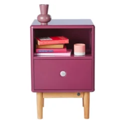 Meubles & Design Tables De Chevet Table De Chevet Scandinave Avec Tiroir Et Niche Rose -Tables De Chevet Soldes table de chevet scandinave avec tiroir et niche rose 2