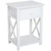 Homcom Tables De Chevet Table De Chevet Style Cosy Croix Latérales Tiroir étagère Bois