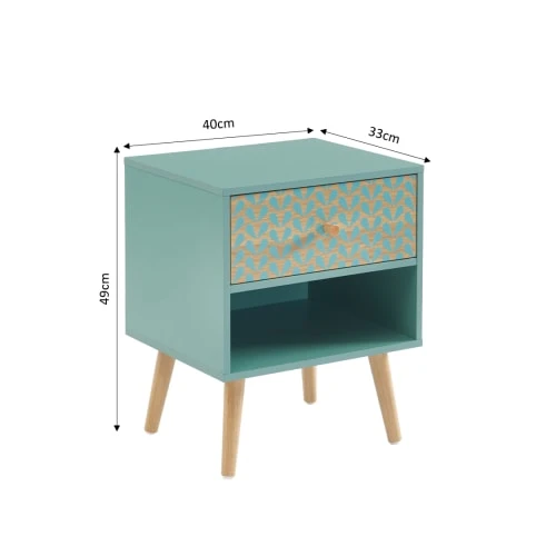 Baita Tables De Chevet Table De Chevet Vert De Gris Et Effet Bois 1 Tiroir 5 Baita Tables De Chevet Table De Chevet Vert De Gris Et Effet Bois 1 Tiroir – Image 3