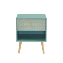 Baita Tables De Chevet Table De Chevet Vert De Gris Et Effet Bois 1 Tiroir