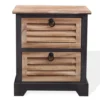 Mobili Rebecca Tables De Chevet Table De Chevet Vintage 2 Tiroirs En Bois Naturel Et Noir -Tables De Chevet Soldes table de chevet vintage 2 tiroirs en bois naturel et noir