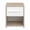 Calicosy Tables De Chevet Table De Nuit 1 Tiroir 1 Niche - Décor Chêne Et Blanc -Tables De Chevet Soldes table de nuit 1 tiroir 1 niche decor chene et blanc