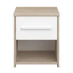 Calicosy Tables De Chevet Table De Nuit 1 Tiroir 1 Niche - Décor Chêne Et Blanc