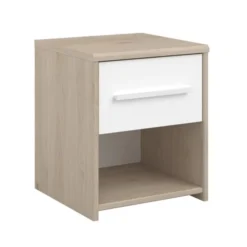 Calicosy Tables De Chevet Table De Nuit 1 Tiroir 1 Niche - Décor Chêne Et Blanc -Tables De Chevet Soldes table de nuit 1 tiroir 1 niche decor chene et blanc 3