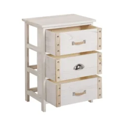 Beliani Tables De Chevet Table De Nuit à 3 Tiroirs En Bois Crème -Tables De Chevet Soldes table de nuit a 3 tiroirs en bois creme 2