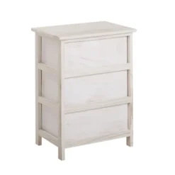 Beliani Tables De Chevet Table De Nuit à 3 Tiroirs En Bois Crème -Tables De Chevet Soldes table de nuit a 3 tiroirs en bois creme 3