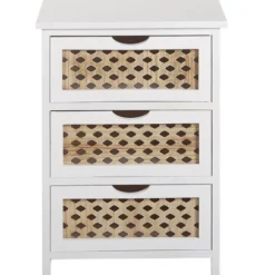 Beliani Tables De Chevet Table De Nuit à 3 Tiroirs En Bois Et Blanc