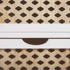 Beliani Tables De Chevet Table De Nuit à 3 Tiroirs En Bois Et Blanc -Tables De Chevet Soldes table de nuit a 3 tiroirs en bois et blanc 3