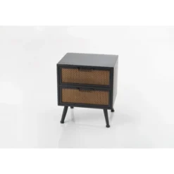 Hellin Tables De Chevet Table De Nuit Industrielle En Métal 2 Tiroirs -Tables De Chevet Soldes table de nuit industrielle en metal 2 tiroirs 2